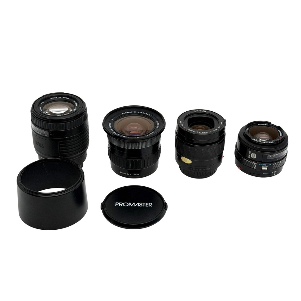 Minolta AF Sony A Mount Lens Lot Sigma 70-210mm Promaster 19-35mm 35-70mm As is